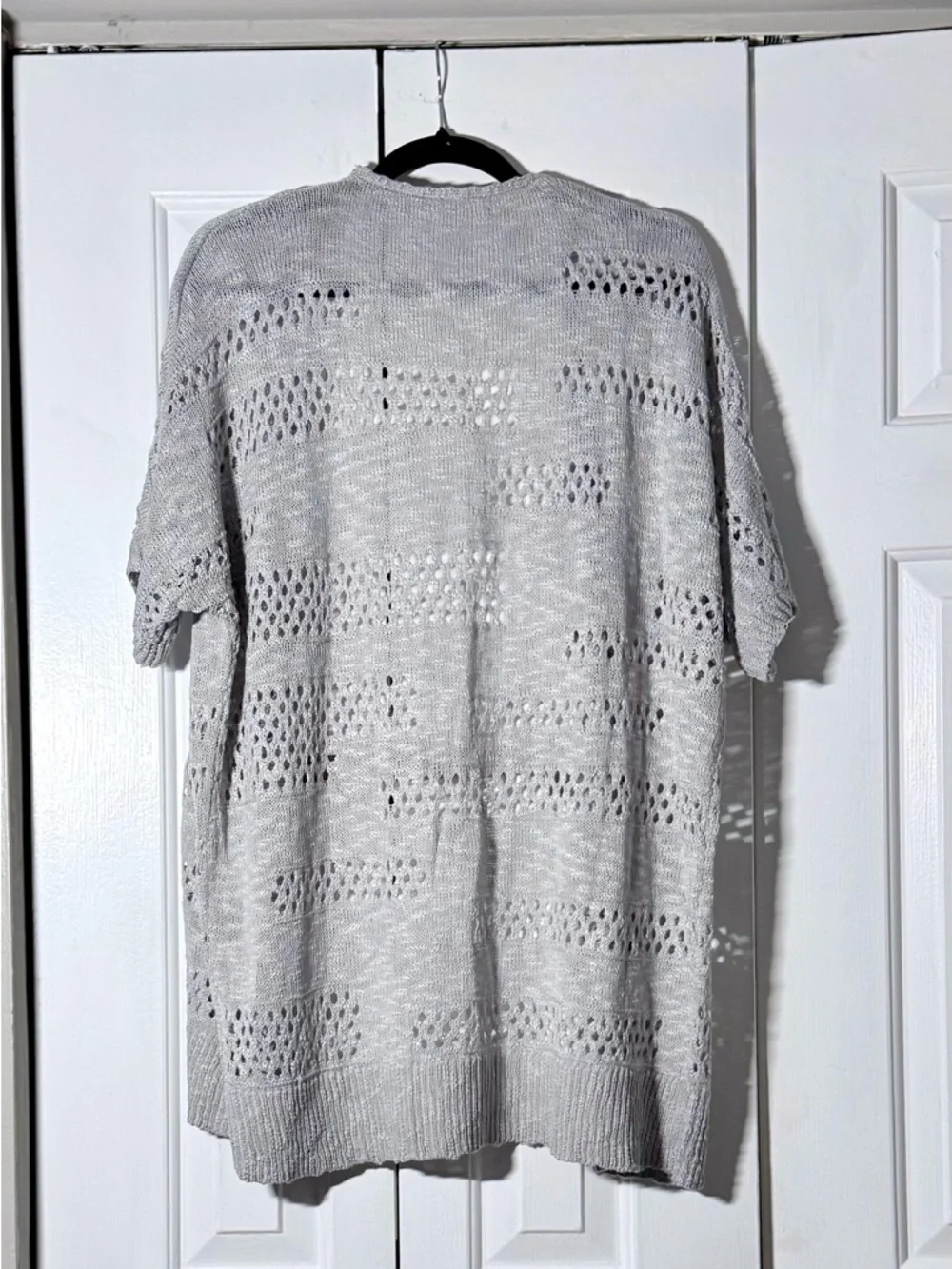 Soft Drapey Crochet Cardigan Lightweight Boho Feminine Layering Sweater - Size L